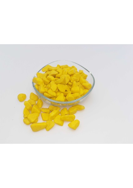 Dekoratif Sarı Renkte Orta (10-25 mm) Çakıl Taşı 350 Gr