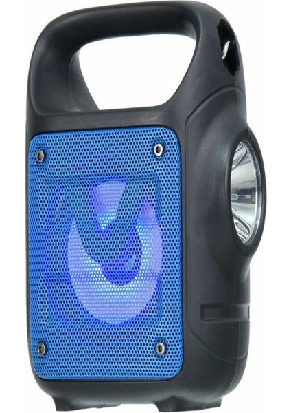 USB Tf Kart Fm Radyo Destekli 3" Rgb Bluetooth Hoparlör El Feneri