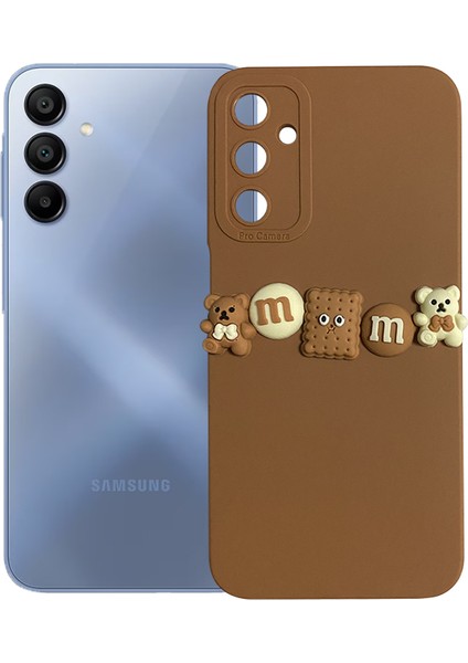 Samsung Galaxy A15 Kılıf 3D M Bear Kamera Korumalı Silikon Kapak