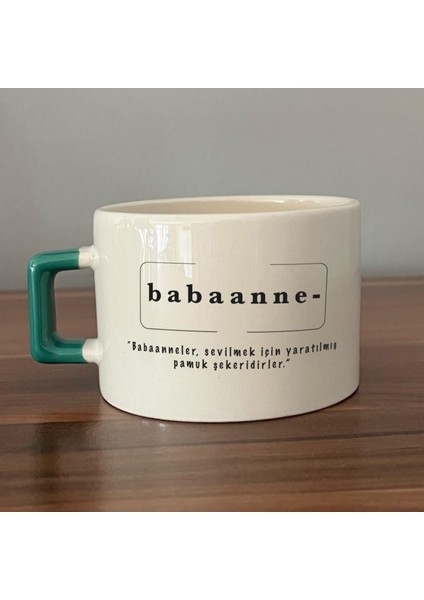 Babaanne Baskılı Yeşil Kulplu C Fincan