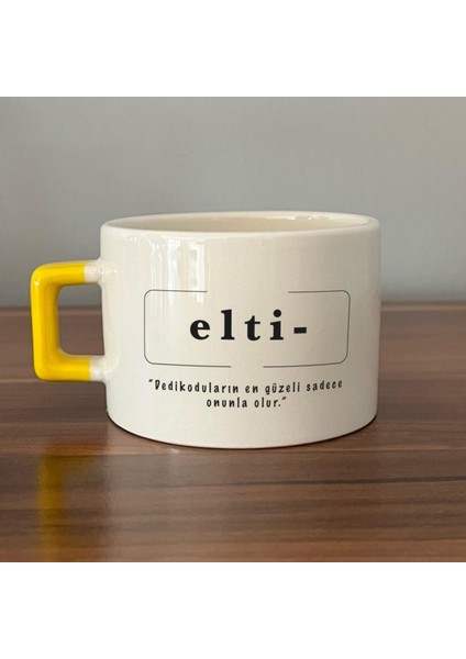 Elti Baskılı Sarı Kulplu C Fincan