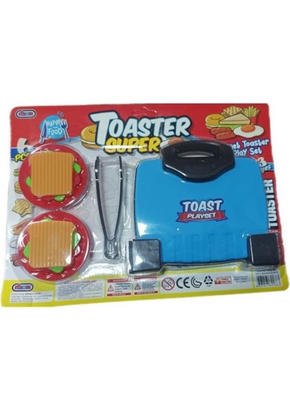 Oyuncak Tost Makinesi ve Tost Ekmek Seti - Mavi Renk
