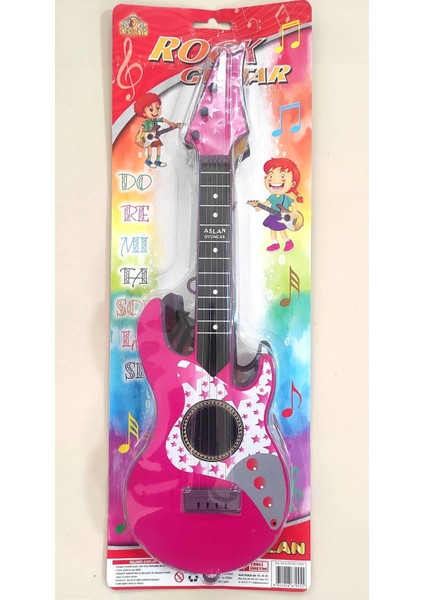 4 Telli Pembe Elektro Oyuncak Gitar Müzik Arkadaşım Çocuk Gitarı Akort Edilebilir 50 Cm.