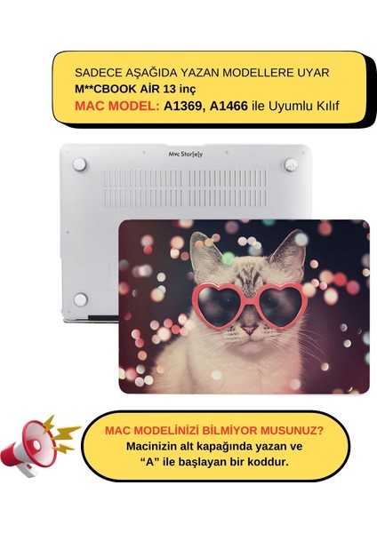 Macbook Air Kılıf 13 inç Cat01NL (Eski USB'li Model 2010-2017) A1369 A1466 ile Uyumlu