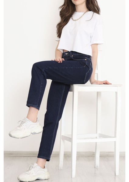 Boyfriend Kot Pantolon Koyu Mavi - 11917.1431. fırsatları