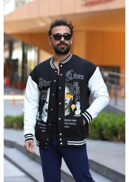 Erkek Oversize Kolej Ceket - Siyah modelleri