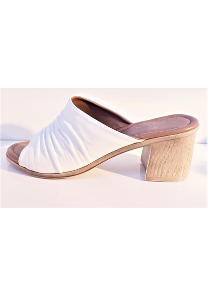 Step More Z1921 Kadın Günlük Deri Topuklu Terlik