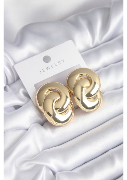 Gold Renk Halka Tasarım Pirinç Kadın Küpe