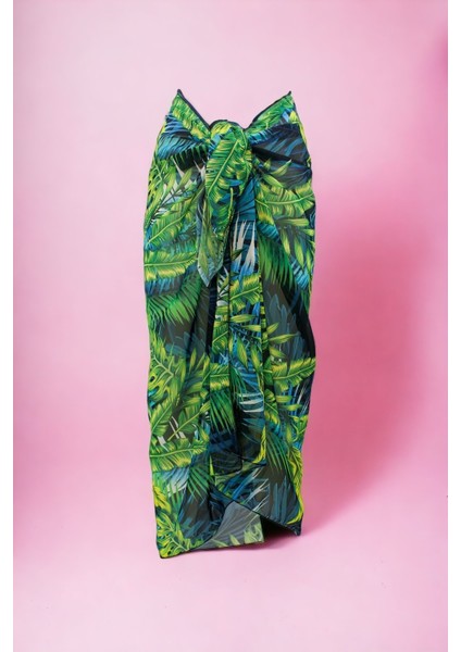 Tropikal Desenli Uzun Pareo Şifon Kadın Plaj Elbisesi Yeni Sezon fiyatları