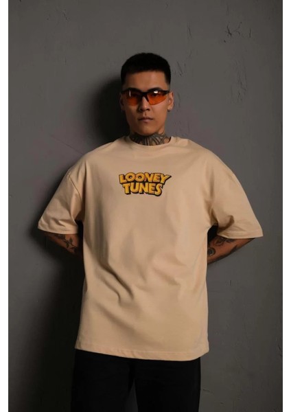 Erkek Dijital Baskılı T-Shirt - Bej fiyatları