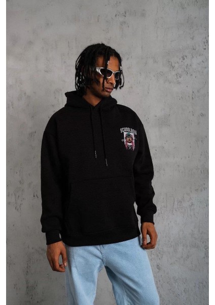 Erkek School Boy Baskılı Kapüşonlu Sweat - Siyah fiyatları