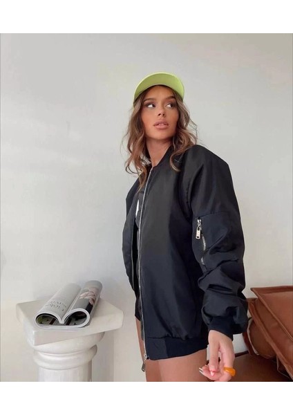 Kadın Düz Bomber Ceket - Siyah fiyatları