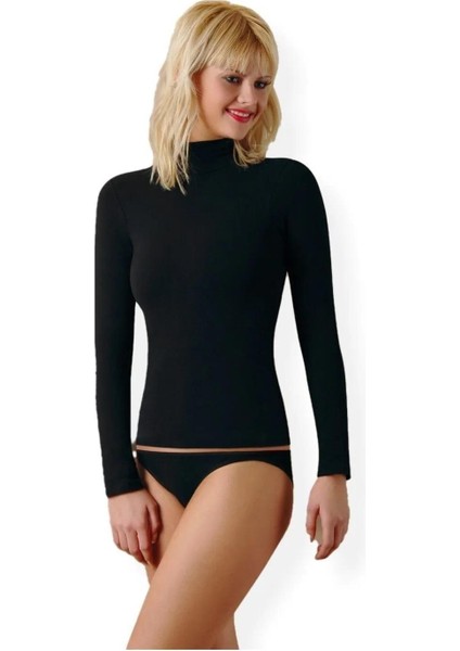 Kadın Balıkçı Yaka Uzun Kollu Likralı Fanila Atlet 2141 - 3 Adet