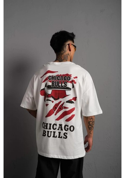 Erkek Sırt Baskılı Kalite Oversize T-Shirt - Beyaz indirimleri