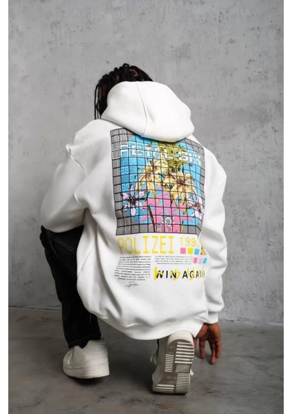 Erkek Patel Six Baskılı Kapüşonlu Sweat - Beyaz fırsatları