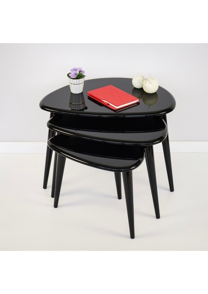 Ercol Style Lake Boyalı Zigon Orta Sehpa Takımı, Oturma Odası Mobilya 3'lü Set fiyatları