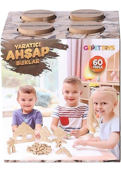 Yab-60 Eğitici Ahşap Bloklar 60 Parça -Gepettoys