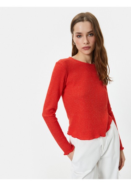 Uzun Kollu Tişört Bisiklet Yaka Dokulu fiyatları