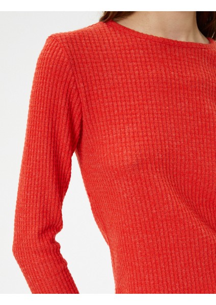 Uzun Kollu Tişört Bisiklet Yaka Dokulu indirimleri