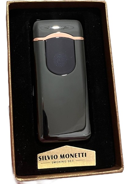 Siyah Tek Arklı Şarjlı LED Göstergeli Çakmak 109388