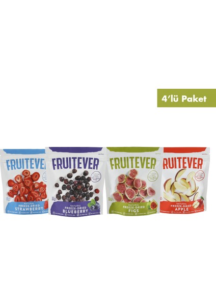 Freeze Dried İncir Çilek Yaban Mersini Elma Dondurularak Kurutulmuş 4'lü Paket