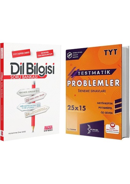 TYT Problemler Deneme ve Ankara Kitap Merkezi Yayınları Dil Bilgisi Soru Bankası Seti 2 Kitap