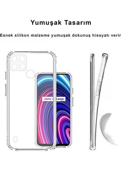 Realme C21Y Kılıf Şeffaf Kamera Korumalı Esnek Yumuşak Silikon