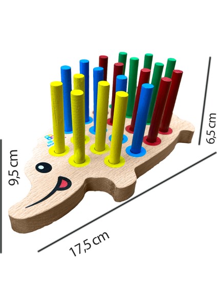 Eğitici Ahşap Oyuncak | Ahşap Tak-Çıkar Renkli Kirpi Montessori Oyuncak