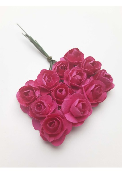 Fuşya Renginde 1 cm Çapında Kağıt Gül 1 Paket 144 Adet