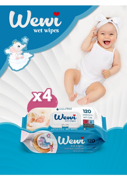 Baby Islak Mendil 120 Yaprak 4'lü
