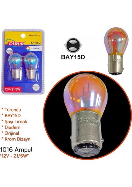 12V 1016 Ampul P21/5W Diadem Orange BAY15D Orijinal BR0403092