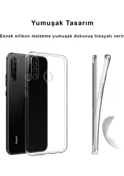 Xiaomi Redmi Note 8 Kılıf Şeffaf Kamera Korumalı Esnek Yumuşak Silikon