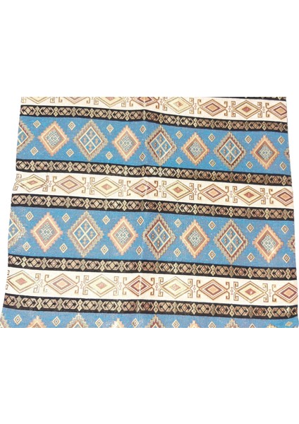 Şark Köşesi Için 70 x 65 cm 4 Adet Kilim Motifli Mavi Goblen Yastık Kılıfı