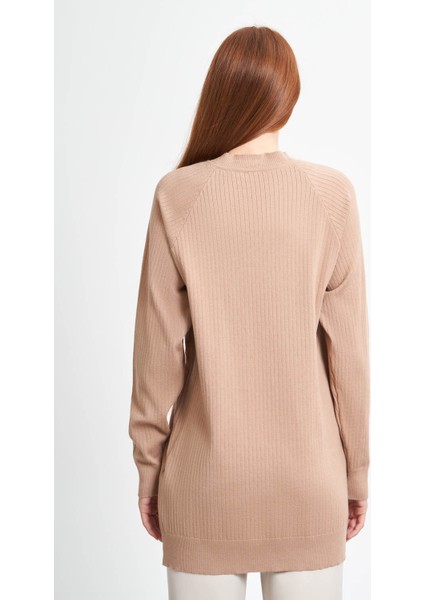 Fitilli O Yaka Camel Triko fırsatları