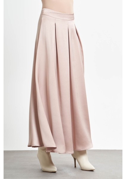 Önü Pileli Saten Bej Etek fiyatları