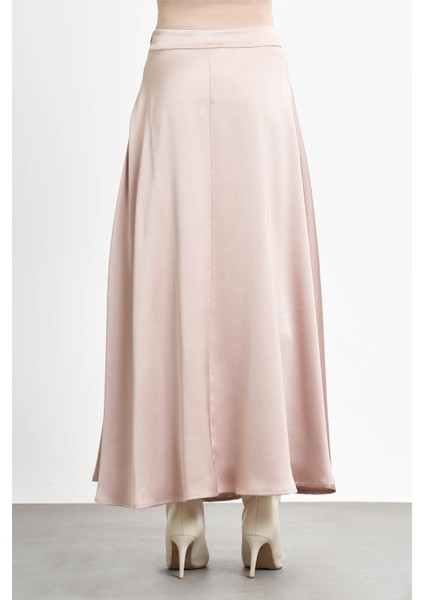 Önü Pileli Saten Bej Etek fırsatları