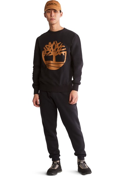 Siyah Erkek Kapüşonlu Sweatshirt TB0A2BJ8P561_TREE Logo Crew Neck Sw