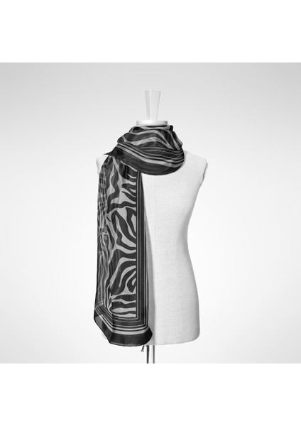 Tropik Zebra Desenli Viskon Şal