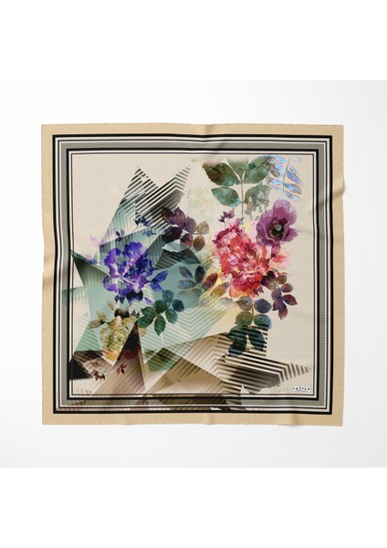 Üçgen Çiçek Desenli Pamuk Eşarp