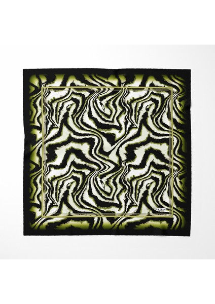 Dalgalı Çizgi Leopar Desenli Pamuk Eşarp