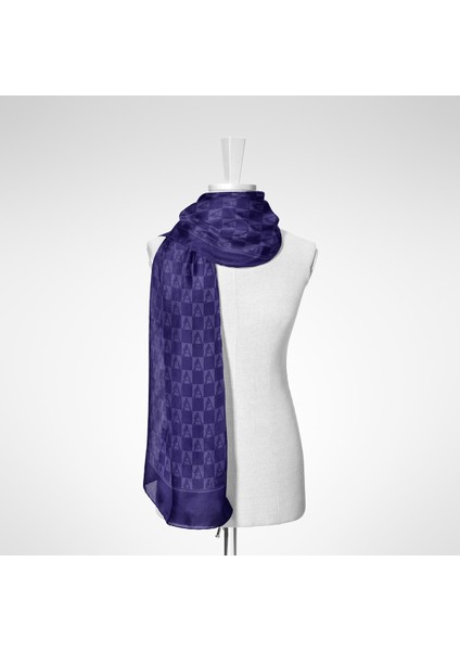 Kareli Siluet Logolu Pamuk Şal