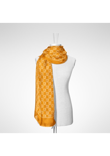 Kareli Siluet Logolu Pamuk Şal