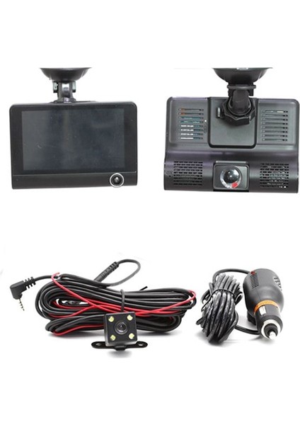 Hk Hk Araç Kayıt Kamerası Iç-Ön-Arka 4 Inç Vantuzlu Ekranlı 12V Dvr Uyumlu