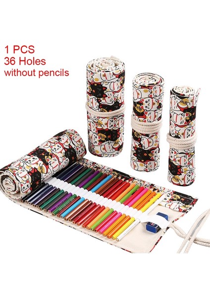 Siyah Stil 36 Delik Mum Boya Çanta Kalem Kutusu Japon Kırtasiye Kalem Makyaj Saklama Çantası Okul Malzemeleri Için Kalem Rulo Kalem Kutuları (Yurt Dışından) fiyatları