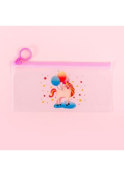 Balon Tek Boynuzlu At Stili Kawaii Unicorn Eva Kalem Kutusu Basit Halka Fermuar Çekme Tasarım Ofis Kalem Çantası Öğrenci Okul Malzemeleri Için Sevimli Kırtasiye Hediye (Yurt Dışından)
