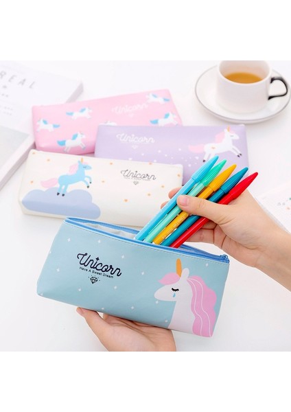 Pembe Tarzı 1 Parça Lytwtw'nin Kawaii Sevimli Unicorn Kalem Kalem Pu Çanta Okul Kırtasiye Araçları Almak Makyaj Çantası Kozmetik Durumda (Yurt Dışından) indirimleri