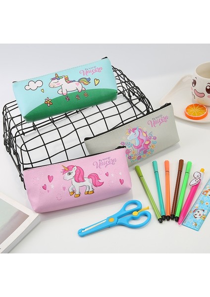 Yeşil Stil 1 Adet Kawaii Sevimli Unicorn Kalem Kutusu Çocuklar Için Büyük Pu Kalem Çantası Kılıfı Hediye Okula Dönüş Kırtasiye Okul Malzemeleri Estuches (Yurt Dışından) fırsatları