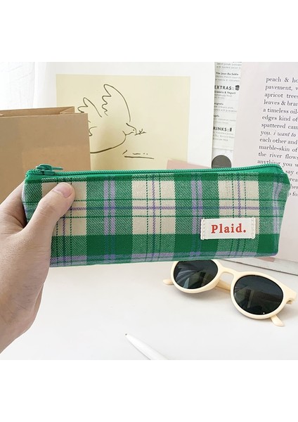 Mavi Stil Ekose Renkli Kalem Kalem Çantası Kılıfı Pamuklu Kumaştan Yapılmış Temel Kafes Saklama Çantası Kalemler Için Kırtasiye Mack Up Okul Cüzdanı A6134 (Yurt Dışından) fırsatları