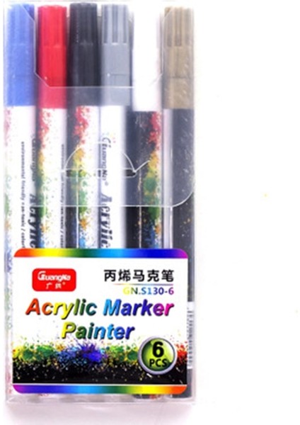 6 Renk Stili 20 Renk Akrilik Boya Marker Kalem Sanat Marker Kalem Seramik Kaya Cam Porselen Kupa Tuval Kalıcı Boya Marker Kırtasiye (Yurt Dışından)