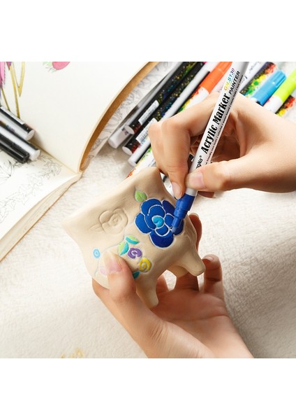 6 Renk Stili 20 Renk Akrilik Boya Marker Kalem Sanat Marker Kalem Seramik Kaya Cam Porselen Kupa Tuval Kalıcı Boya Marker Kırtasiye (Yurt Dışından) fırsatları